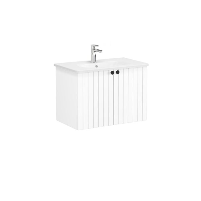 VitrA Root Groove Lavabo Dolabı, 80 cm, İki Kapaklı, Yuvarlak Lavabo, Mat Beyaz - 69289 - Banyo Alt Modülleri - 2