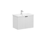 VitrA Root Groove Lavabo Dolabı, 80 cm, İki Kapaklı, Yuvarlak Lavabo, Mat Açık Gri - 69290 - Banyo Alt Modülleri