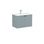 VitrA Root Groove Lavabo Dolabı, 80 cm, İki Kapaklı, Yuvarlak Lavabo, Mat Fiyord Yeşili - 69292 - Banyo Alt Modülleri - 1