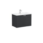 VitrA Root Groove Lavabo Dolabı, 80 cm, İki Kapaklı, Yuvarlak Lavabo, Mat Grafit - 69293 - Banyo Alt Modülleri - 2