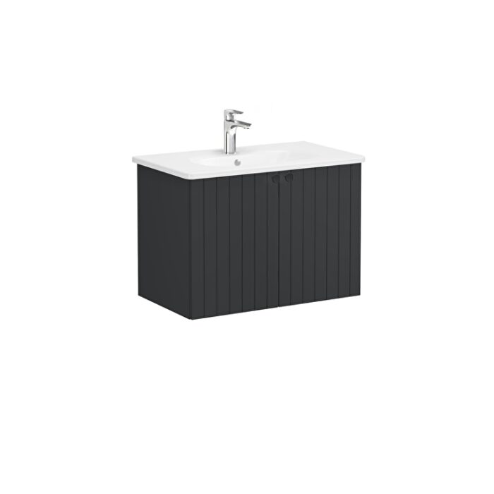 69293_99a17aca29361a29fea78eb389ad673cef74ed95-2.jpg VitrA Root Groove Lavabo Dolabı, 80 cm, İki Kapaklı, Yuvarlak Lavabo, Mat Grafit - 69293 - Banyo Alt Modülleri - 1