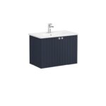 VitrA Root Groove Lavabo Dolabı, 80 cm, İki Kapaklı, Yuvarlak Lavabo, Mat Lacivert - 69294 - Banyo Alt Modülleri
