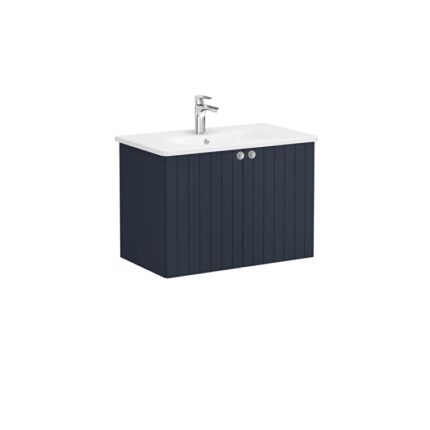 VitrA Root Groove Lavabo Dolabı, 80 cm, İki Kapaklı, Yuvarlak Lavabo, Mat Lacivert - 69294 - Banyo Alt Modülleri