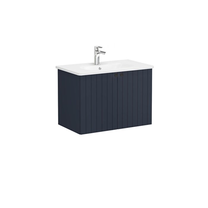 VitrA Root Groove Lavabo Dolabı, 80 cm, İki Kapaklı, Yuvarlak Lavabo, Mat Lacivert - 69294 - Banyo Alt Modülleri - 1
