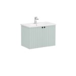 VitrA Root Groove Lavabo Dolabı, 80 cm, İki Kapaklı, Yuvarlak Lavabo, Mat Retro Yeşil - 69295 - Banyo Alt Modülleri