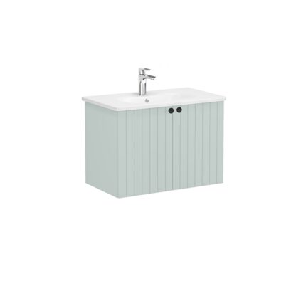 VitrA Root Groove Lavabo Dolabı, 80 cm, İki Kapaklı, Yuvarlak Lavabo, Mat Retro Yeşil - 69295 - Banyo Alt Modülleri