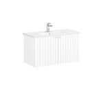 VitrA Root Groove Lavabo Dolabı, 100 cm, İki Kapaklı, Yuvarlak Lavabo, Mat Beyaz