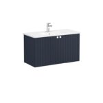VitrA Root Groove Lavabo Dolabı, 100 cm, İki Kapaklı, Yuvarlak Lavabo, Mat Lacivert - 69315 - Banyo Alt Modülleri