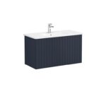 VitrA Root Groove Lavabo Dolabı, 100 cm, İki Kapaklı, Yuvarlak Lavabo, Mat Lacivert - 69315 - Banyo Alt Modülleri - 1