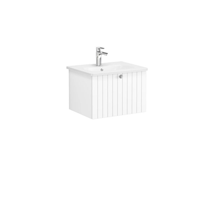VitrA Root Groove Lavabo Dolabı, 60 cm, Bir Çekmeceli, Yuvarlak Lavabo, Mat Beyaz - Görsel 3