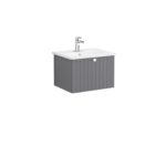 VitrA Root Groove Lavabo Dolabı, 60 cm, Bir Çekmeceli, Yuvarlak Lavabo, Mat Gri - Görsel 3