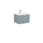 VitrA Root Groove Lavabo Dolabı, 60 cm, Bir Çekmeceli, Yuvarlak Lavabo, Mat Fiyord Yeşili - Görsel 3
