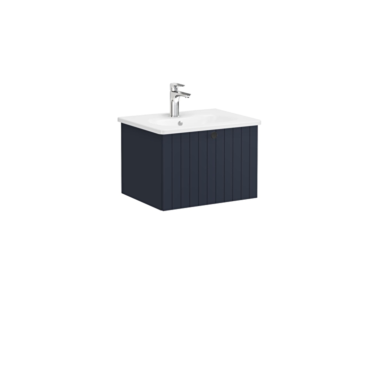 VitrA Root Groove Lavabo Dolabı, 60 cm, Bir Çekmeceli, Yuvarlak Lavabo, Mat Lacivert - 69357 - Banyo Alt Modülleri