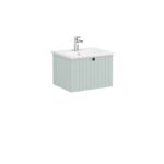 VitrA Root Groove Lavabo Dolabı, 60 cm, Bir Çekmeceli, Yuvarlak Lavabo, Mat Retro Yeşil - 69358 - Banyo Alt Modülleri