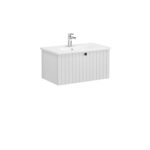 VitrA Root Groove Lavabo Dolabı, 80 cm, Bir Çekmeceli, Yuvarlak Lavabo, Mat Açık Gri - 69374 - Banyo Alt Modülleri - 1