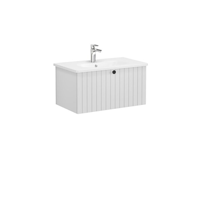 69374_b7430b6ade3ee4ebbaefe474617a2b91aadca9cb-2.jpg VitrA Root Groove Lavabo Dolabı, 80 cm, Bir Çekmeceli, Yuvarlak Lavabo, Mat Açık Gri - 69374 - Banyo Alt Modülleri - 1
