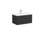 VitrA Root Groove Lavabo Dolabı, 80 cm, Bir Çekmeceli, Yuvarlak Lavabo, Mat Grafit - 69377 - Banyo Alt Modülleri - 1
