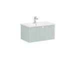 VitrA Root Groove Lavabo Dolabı, 80 cm, Bir Çekmeceli, Yuvarlak Lavabo, Mat Retro Yeşil - Görsel 4