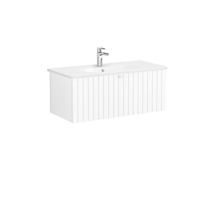 69394_02_d3877a193abc4be8520f0ed6859c8b159ce11afd-2.jpg VitrA Root Groove Lavabo Dolabı, 100 cm, Bir Çekmeceli, Yuvarlak Lavabo, Mat Beyaz - 69394 - Banyo Alt Modülleri - 1