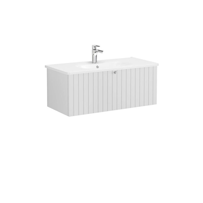 VitrA Root Groove Lavabo Dolabı, 100 cm, Bir Çekmeceli, Yuvarlak Lavabo, Mat Açık Gri - Görsel 3