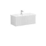VitrA Root Groove Lavabo Dolabı, 100 cm, Bir Çekmeceli, Yuvarlak Lavabo, Mat Açık Gri - Görsel 2