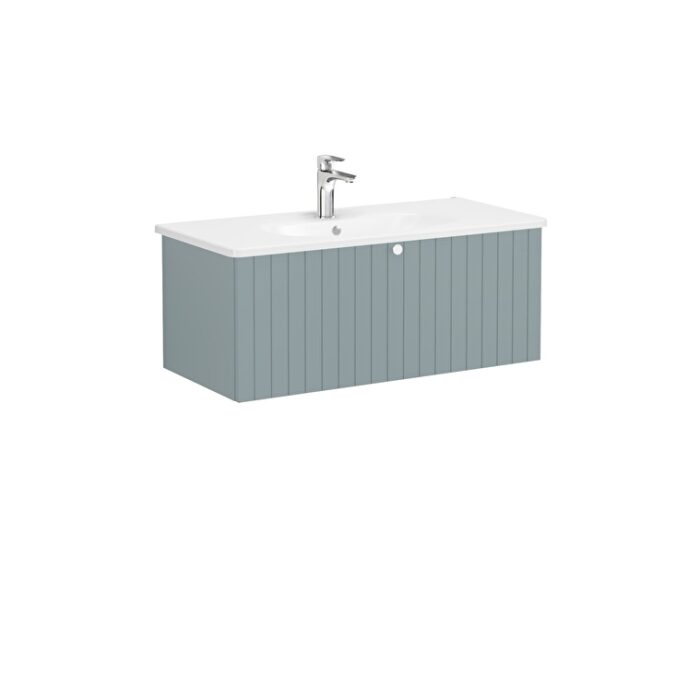 VitrA Root Groove Lavabo Dolabı, 100 cm, Bir Çekmeceli, Yuvarlak Lavabo, Mat Fiyord Yeşili - 69397 - Banyo Alt Modülleri - 2
