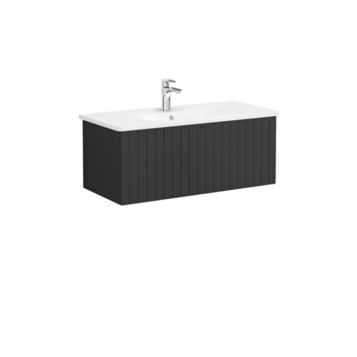 69398_59a1b9d60ad9e5575912c82b16ef31c9a820bf75-2.jpg VitrA Root Groove Lavabo Dolabı, 100 cm, Bir Çekmeceli, Yuvarlak Lavabo, Mat Grafit - 69398 - Banyo Alt Modülleri - 1
