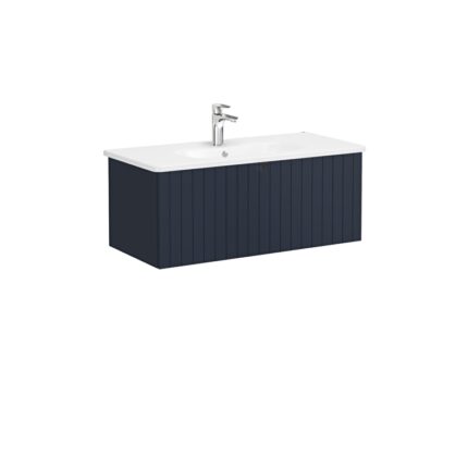VitrA Root Groove Lavabo Dolabı, 100 cm, Bir Çekmeceli, Yuvarlak Lavabo, Mat Lacivert - 69399 - Banyo Alt Modülleri
