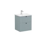 VitrA Root Groove Lavabo Dolabı, 60 cm, İki Çekmeceli, Yuvarlak Lavabo, Mat Fiyord Yeşili - 69418 - Banyo Alt Modülleri - 2