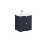 VitrA Root Groove Lavabo Dolabı, 60 cm, İki Çekmeceli, Yuvarlak Lavabo, Mat Lacivert - Görsel 3