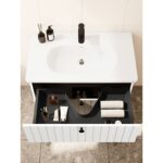 VitrA Root Groove Lavabo Dolabı, 80 cm, İki Çekmeceli, Yuvarlak Lavabo, Mat Beyaz - Görsel 4