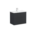 VitrA Root Groove Lavabo Dolabı, 80 cm, İki Çekmeceli, Yuvarlak Lavabo, Mat Grafit - 69440 - Banyo Alt Modülleri