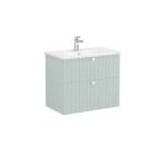 VitrA Root Groove Lavabo Dolabı, 80 cm, İki Çekmeceli, Yuvarlak Lavabo, Mat Retro Yeşil - 69442 - Banyo Alt Modülleri - 3