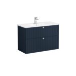 VitrA Root Groove Lavabo Dolabı, 100 cm, İki Çekmeceli, Yuvarlak Lavabo, Mat Lacivert - 69462 - Banyo Alt Modülleri - 1