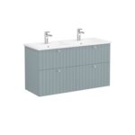 VitrA Root Groove Lavabo Dolabı, 120 cm, Dört Çekmeceli, Köşeli Lavabo, Mat Fiyord Yeşili - 69516 - Banyo Alt Modülleri - 1