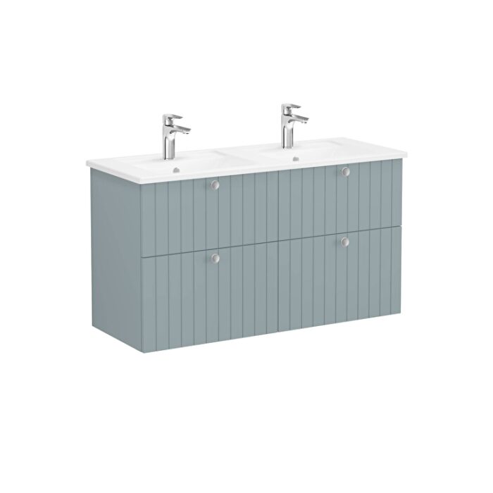 VitrA Root Groove Lavabo Dolabı, 120 cm, Dört Çekmeceli, Köşeli Lavabo, Mat Fiyord Yeşili - 69516 - Banyo Alt Modülleri - 1