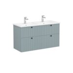 VitrA Root Groove Lavabo Dolabı, 120 cm, Dört Çekmeceli, Köşeli Lavabo, Mat Fiyord Yeşili - 69516 - Banyo Alt Modülleri - 2