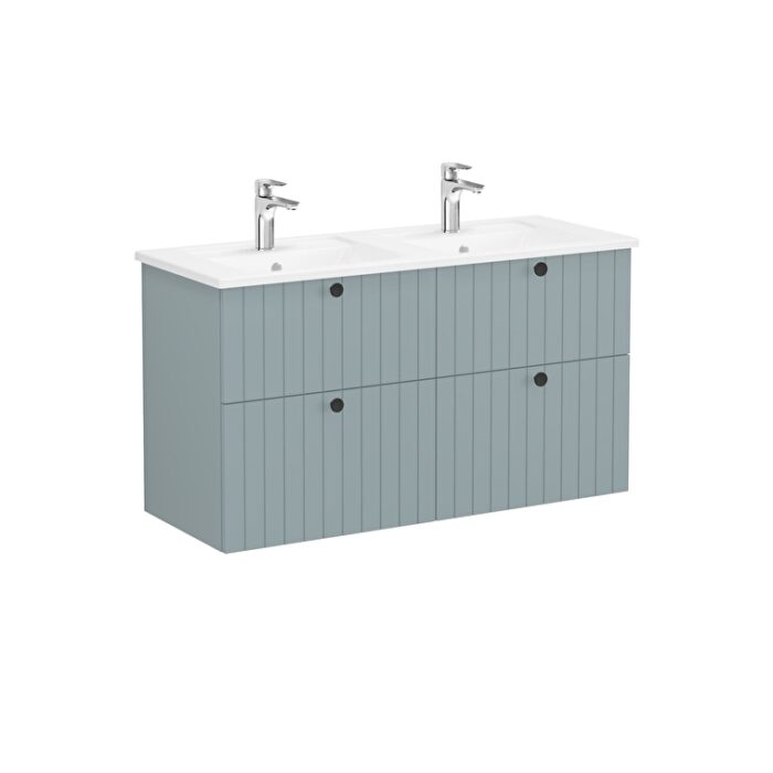 VitrA Root Groove Lavabo Dolabı, 120 cm, Dört Çekmeceli, Köşeli Lavabo, Mat Fiyord Yeşili - 69516 - Banyo Alt Modülleri - 2