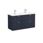 VitrA Root Groove Lavabo Dolabı, 120 cm, Dört Çekmeceli, Köşeli Lavabo, Mat Lacivert - 69518 - Banyo Alt Modülleri - 1