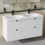 VitrA Root Groove Lavabo Dolabı, 120 cm, Dört Çekmeceli, Yuvarlak Lavabo, Mat Beyaz - 69520 - Banyo Alt Modülleri - 4