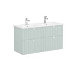 VitrA Root Groove Lavabo Dolabı, 120 cm, Dört Çekmeceli, Yuvarlak Lavabo, Mat Retro Yeşil - Görsel 6