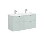 VitrA Root Groove Lavabo Dolabı, 120 cm, Dört Çekmeceli, Yuvarlak Lavabo, Mat Retro Yeşil - Görsel 5