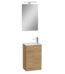 VitrA Mia Banyo Dolabı Seti, 40 cm, Bir Kapaklı, Lavabo Dolabı, Aydınlatmalı Düz Ayna, Altın Meşe, Sağ - 69565 - Banyo Üst Modülleri