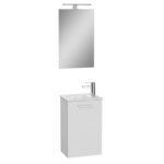 VitrA Mia Banyo Dolabı Seti, 40 cm, Bir Kapaklı, Lavabo Dolabı, Aydınlatmalı Düz Ayna, Parlak Beyaz, Sağ