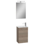 VitrA Mia Banyo Dolabı Seti, 40 cm, Bir Kapaklı, Lavabo Dolabı, Aydınlatmalı Düz Ayna, Cordoba, Sağ