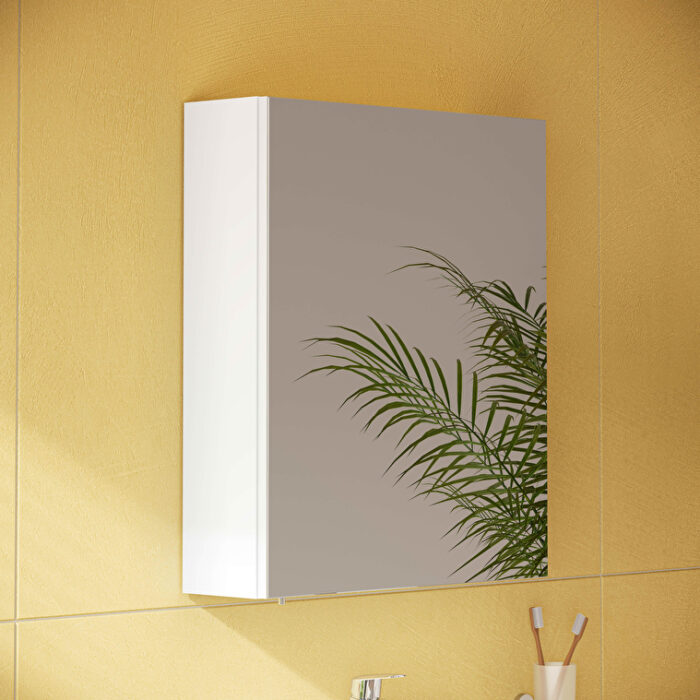 VitrA Mia Asimetrik Dolaplı Ayna, 60 cm, Bir Kapaklı, Parlak Beyaz, Sol - Görsel 3
