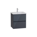 VitrA Mia Plus Square Lavabo Dolabı, 60 cm, İki Çekmeceli, Parlak Antrasit - Görsel 2