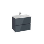 VitrA Mia Plus Square Lavabo Dolabı, 80 cm, İki Çekmeceli, Parlak Antrasit