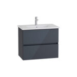 VitrA Mia Plus Square Lavabo Dolabı, 80 cm, İki Çekmeceli, Parlak Antrasit - Görsel 2