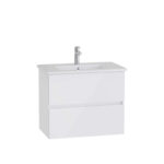 VitrA Mia Plus Square Lavabo Dolabı, 80 cm, İki Çekmeceli, Parlak Beyaz - Görsel 2